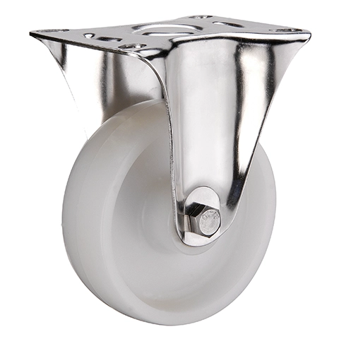 FCpn 80 SS - Большегрузное нейлоновое колесо 200*50мм (нерж.сталь, площ., непов., шарикоподш.)