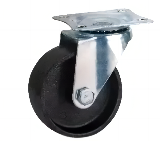 Промышленное чугунное колесо без резины 100 мм (поворот., площадка, темн. обод.)